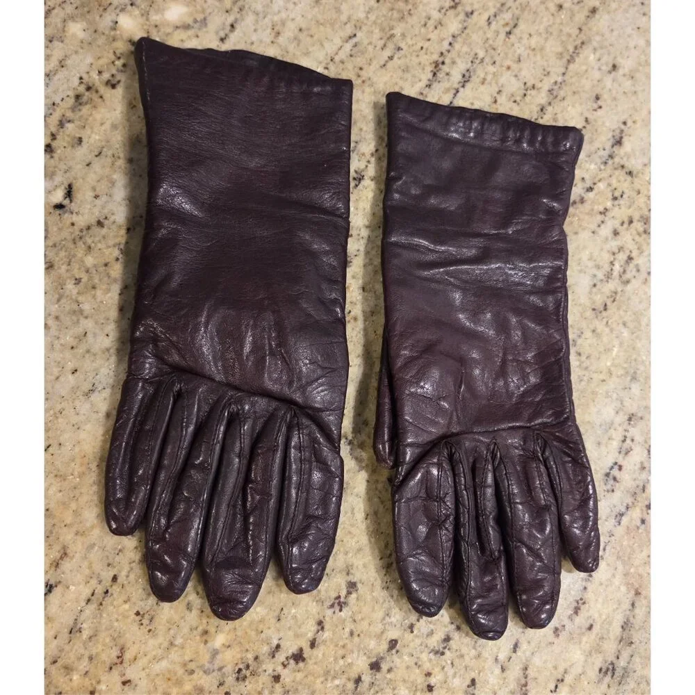 Vintage Womens Size M Burgundy Leather Lined 10
